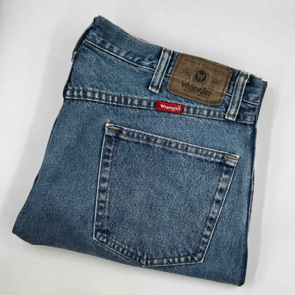 Wrangler Jeans Blue Mens 38x32 Regular Fit Straight Leg Denim